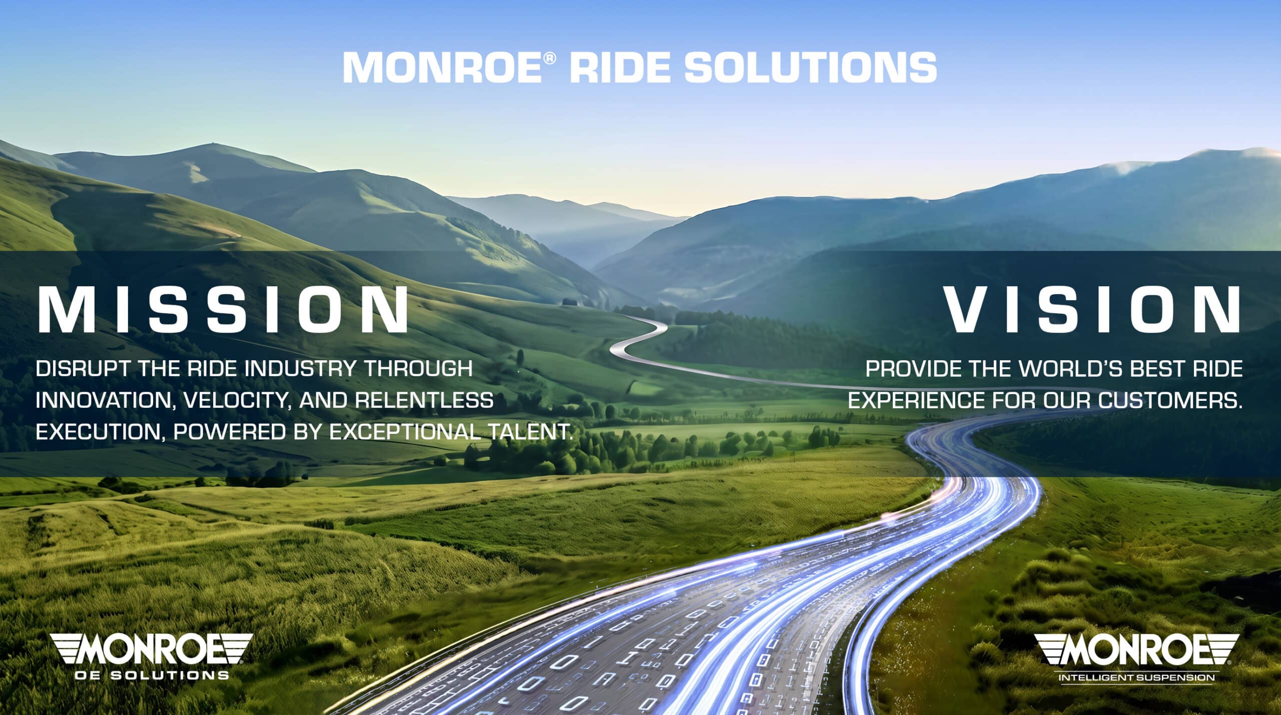 Monroe Ride Solutions. Mission: disrupt the ride industry through innovation, velocity, and relentless execution, powered by exceptional talent. Vision: provide the world’s best ride experience for our customers.